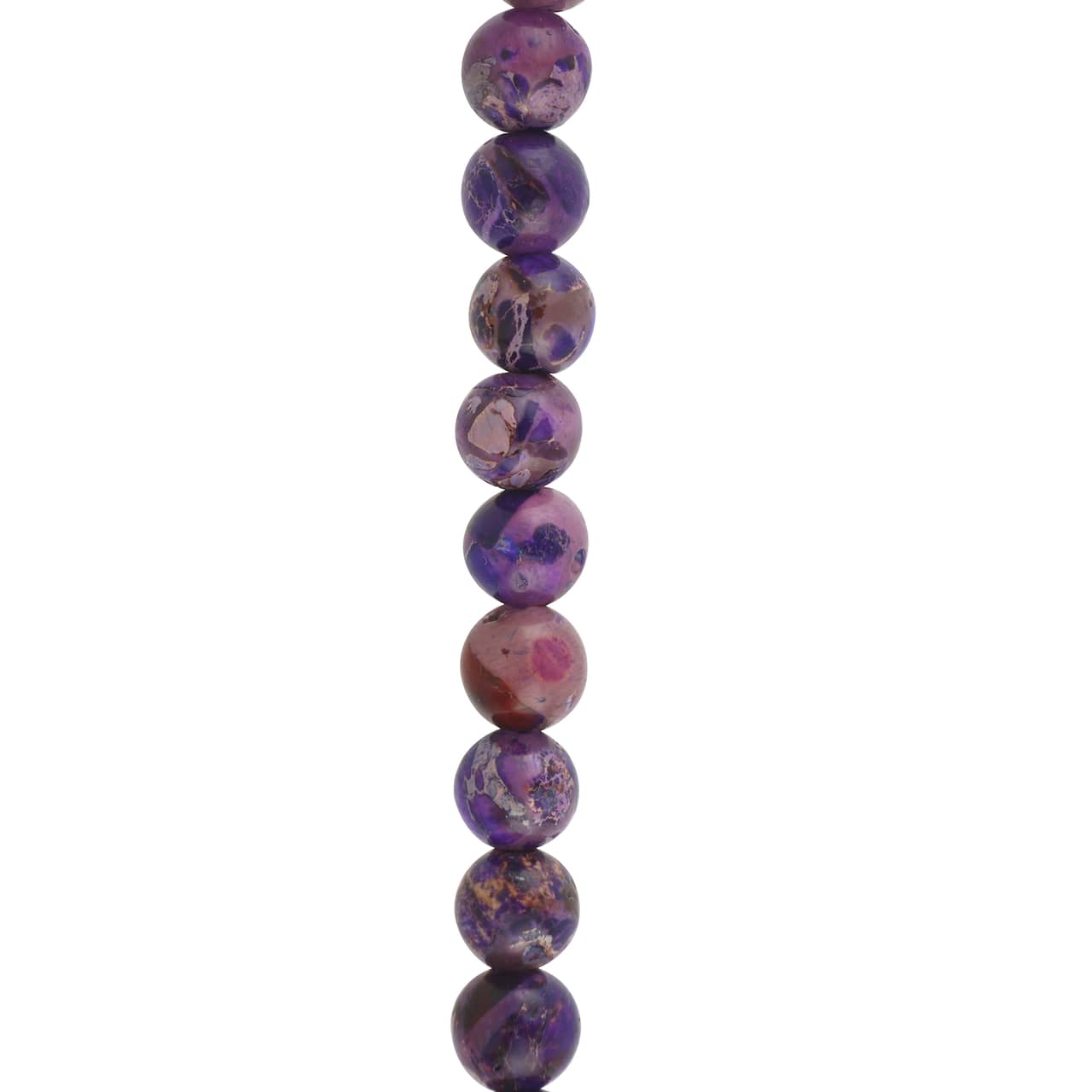 12 Pack: Purple Dyed Imperial Jasper Round Beads by Bead Landing™